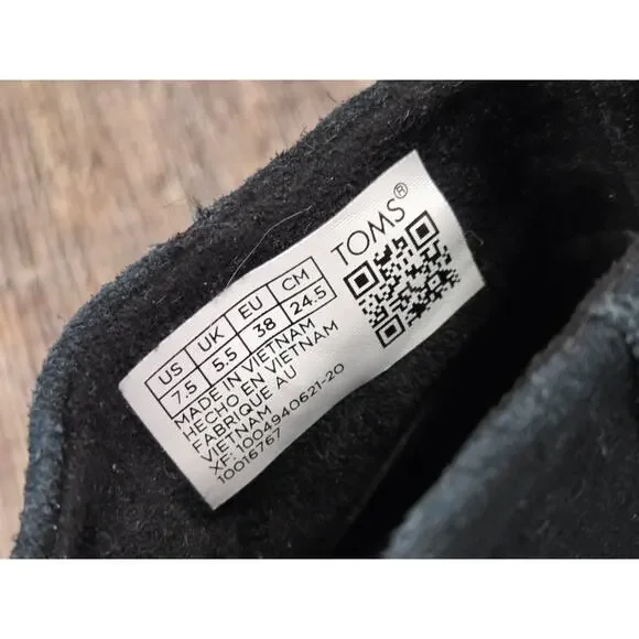 Toms Bryce Black Leather Suede Pull On Rounded Toe Low Top Sneakers Shoes 7.5 - Picture 4 of 9